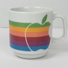 Vtg 80s apple Macintosh Mac Computer rainbow Logo coffee Cup Mug