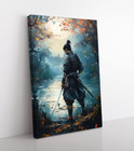 Samurai Warrior Painting Print Framed Canvas Wall Art  Peaceful Zen Japanese