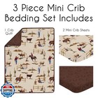Sweet Jojo Designs Brown Western Cowboy Boy Baby Mini Crib Bedding Set Infant