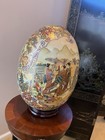 Porcelain Hand Painted Egg Asian Geisha Motif Made In China Large 18    Tall