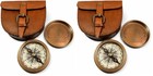 Vintage Brass Pocket Compass With Leather Case - Rustic Home Decor Gift