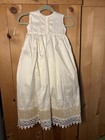 3 Pc  Baptism Dress Ropon De Bautizo Convertible Skirt Bonnet 6-12 Months Gown
