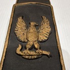 Vintage Cast Iron Wall Mount Match Holder Box  Black Gold Tone Eagle Emblem