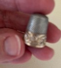 Antique Gold Band Sterling Silver Thimble  Chased Scrolls  C1890 Size 7