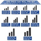 370 Pcs Roll Pin Assortment  Sae Roll Pin Set  Slotted 370pcs Sae Roll Pin