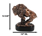 Ebros Western Large Angry Charging Bison Statue In Bronze Electroplated Finish