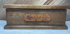 Vtg Double Wood Card File Recipe Box Tooled Leather Kitchen Storage 13x5x5