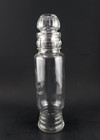 Vintage Mcm Clear Glass 11  Apothecary Jar Tall Narrow Canister - Starburst Lid