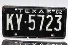Vintage Texas 1962 License Plate Ky 5723 Matched Pair
