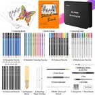 81 Pcs Pro Art Kit Drawing Pencils Set Colored Graphite Watercolor Sketch Book