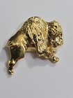 Buffalo Bison Lapel Pin Gold Color Metal  