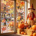 9 Sheets Fall Window Clings  Static Pvc Autumn Glass Decals Maple Leaf
