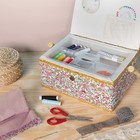 Sewing Box With Accessories - Sew Basket With Organizer Tray Compartments 9 7   