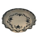 Earthbound Artisan Pottery Blue Grey Pie Pan  Rest With Hearts Nice