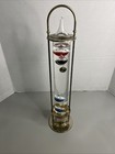Vtg Floating Glass Galileo Thermometer 16 5  W  Brass Stand Hanging Or Tabletop