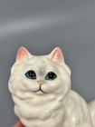Vintage White Fluffy Persian Cat Ceramic Figurine 2 75    Tall Blue Eyes Kitty