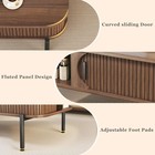 Mid Century Modern Coffee Table With Storage  39 4  Walnut Fluted Design