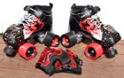 Riedell Dart Roller Skates Pixel Youth Size 4 W  Toe Caps   Knee Pads