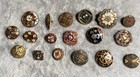 Antique Victorian Buttons Group Of 18 Handpainted Enamel Set 1 4   -5 8   