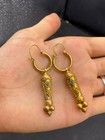 Beautiful Vintage Gold Plated Earrings Ethnic Tribal Unique Dangle Earrings