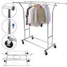 Heavy Duty Commercial Clothing Garment Rack Rolling Collapsible Chrome