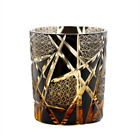Edo Kiriko Drinking Glass Old Fashioned Crystal Whisky Cup For Bourbon 9oz Black