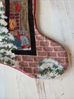 Vintage Christmas Stocking Needlepoint Wool Yarn 17 In Long  Cat In Window