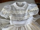 Vintage Miss Quality Ivory White Ruffles Lace Girls M Dress Wedding Flower Party