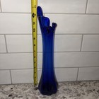 5 Finger Blue Swung Vase Vintage Art Glass Mid-century Modern Collectible 13 