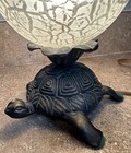 Turtle Tortoise Lamp Night Light Cast Iron W  Textured Globe 9x6  Rare Gift Nice