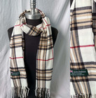 Men Womens Winter Warm Scotland Made 100  Cashmere Scarf Plaid Cream  p108