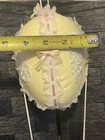 Vtg Handmade Hanging Hot Air Balloon  Music Box Lace Ribbon Bunny Decor Baby