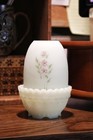 Fenton Custard Satin Floral Fairy Lamp With 3d Hand-painted Flowers