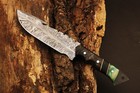 12-inch Premium Handcrafted Damascus Hunting Knife With Leather Sheath