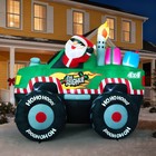 7 Ft Long Santa In Monster Truck Christmas Inflatables Outdoor Decorations  Chri