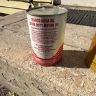 Texaco Ursa Ed Motor Oil Can White Red Gas   Oil Advertising Collectible