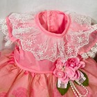 Pink Satin Ruffled Dress Outfit   Mini Toy Doll Set  For 18  American Girl Doll