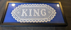 Vintage Framed Filet Crochet Name Doily King Last Name Heritage Wall Decor
