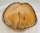 Oval Wooden Bowl Natural Edge Hand Turned Carved Signed Dated Handcrafted Bf 17