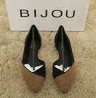 New Womens Bijou Black   Gold Interest Flat Shoes Size 6 5w