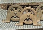 Set Of 4 Vintage Solid Cast Bronze Pulleys   3 1 8    Diameter Wheels   boat   rigging