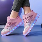 Kids Light Up Shoes Led Usb Charging Flashing High-top Wings Sneakers Boys Gi   