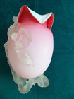 Victorian Antique Pink Satin Peachblow Applied Floral Footed Art Glass Vase 6 5 