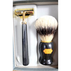 Vintage Gent   s Razor   Brush Set Pure Bristles West Germany Black Handles Nos