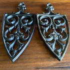 2x Vintage Cast Iron Trivet Stand Hot Plate Rest Cathedral Style Collectible