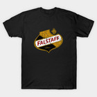Vintage Falstaff Beer Retro Distressed Graphic T-shirt Black Tee