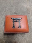 Vtg Japanese Torii Orange Trinket Box Japan Temple Metal Wood Lined
