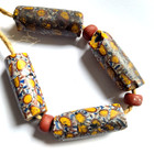 Antique African Trade Beads Venetian Glass Millefiori Tubular 3 5cm Pony Padre