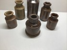 Antique 6 Piece Stoneware Inkwell   Ink Bottle Lot 