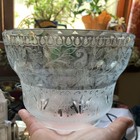 Beautiful Antique Intricate Floral Deep Etched Gas Oil Victorian Glass Shade